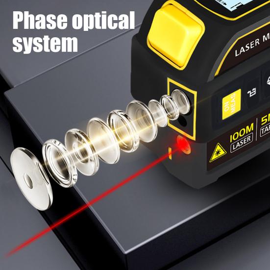 Digital Tape Measure High Accuracy 40/60/80/100M Light Measuring Tool Backlit LCD Display Rechargeable DIY Construction Electric Distance Meter