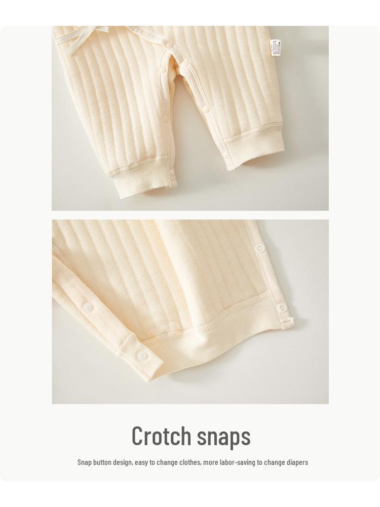 Jingqi Cotton-Padded Newborn Romper: Autumn/Winter Side-Opening Pajamas