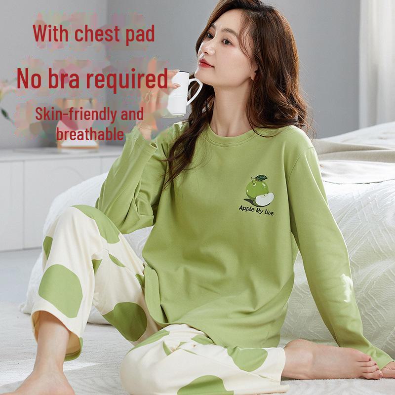 Women's Long-Sleeve Padded Pajamas, Cute Cartoon Style, Large-Size, Spring & Autumn Homewear, 2024 New Collection.