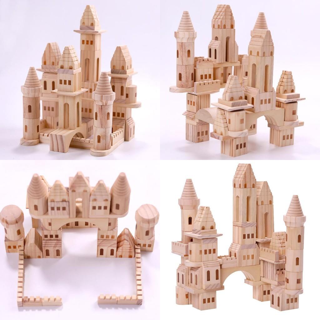 Schloss Bauen Holzbausteine Für Kinder Pädagogisches Spielzeug Mit Spielen Drinnen