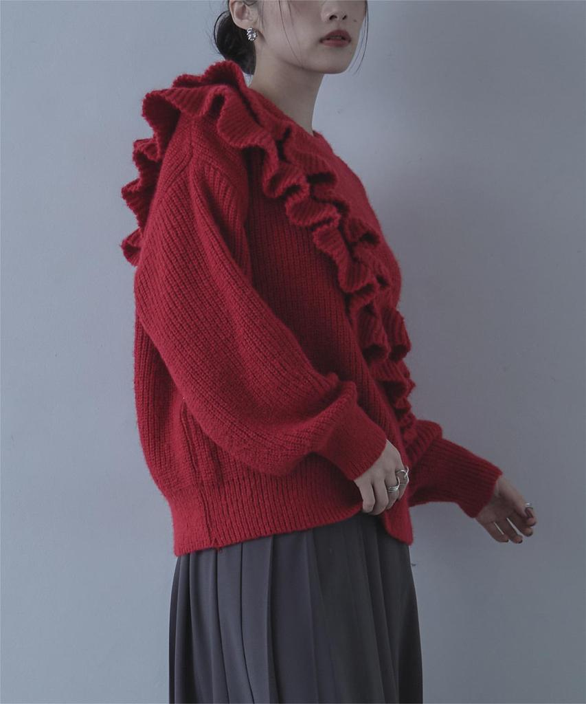 miette Double Frill Knit REXX1152 Free Size Red Women's