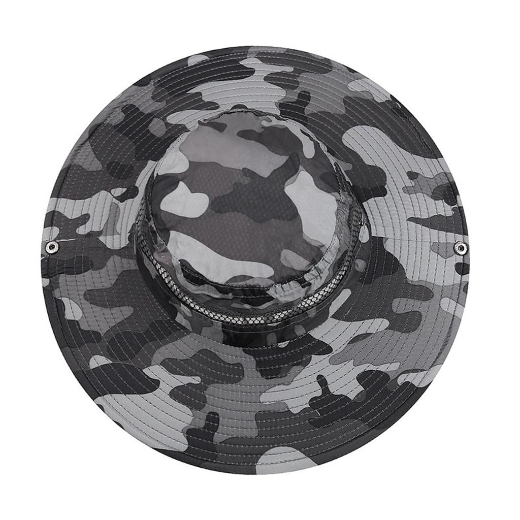 Summer Safari Camouflage Outdoor Fishing UV Hiking Hat Dark [AXIAO] Men's Hat, Mesh, Hat, Protection, Water-Repellent, Adjustable, (Camouflage Gray)