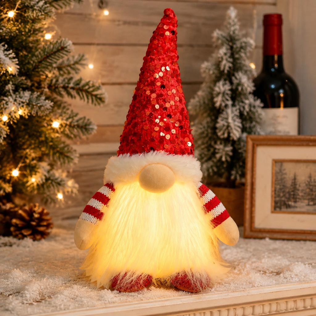 Glowing Gnome Figurine American Country Style Christmas Indoor Decor