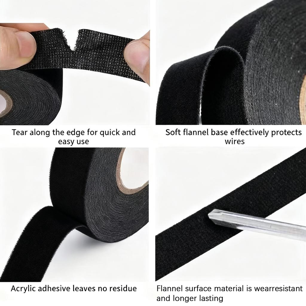 49/98Ft Electrical insulating tape soundproof heat-resistant 9-50MM automotive cable harness fabric shock-absorbing velvet tape