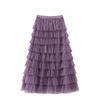 Qooth Sequin Tiered Cake Maxi Skirt for Women Fluffy Tulle Layered Full Flare Half Skirt with Sparkly Finish QT3003
