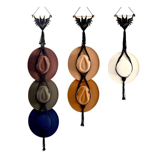 Hat Hanger Gothic Style Halloween Bat Shape Easy Installation Wall Mounted Cloak Rack Hand-Woven Baseball Cap Holder