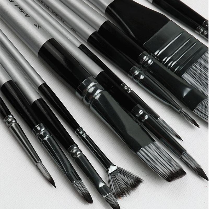 Utazási művészkefe nylon hajművészet kefe textil tárolótáska 11/13 darabos készlet akvarell olajfestéshez akrilfestéshez