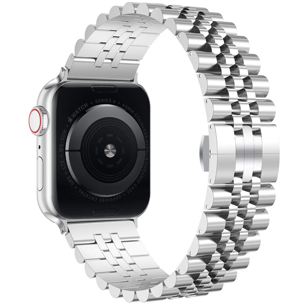 5-Beads Stainless Steel Watch Band for Apple Watch Series 10 42mm/9 8 7 41mm/6 5 4 SE SE (2022) SE (2023) 40mm/3 2 1 38mm