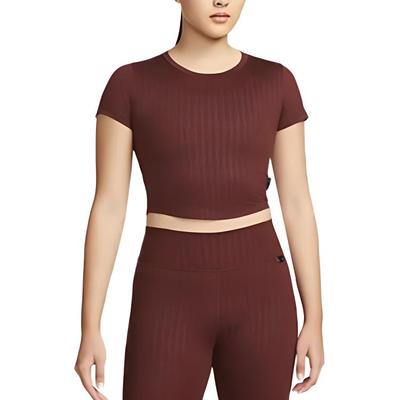 Casual Sport Solid Color Print Short Sleeve Crop Top Women Tops Eclipse-Bronze DM7337-273