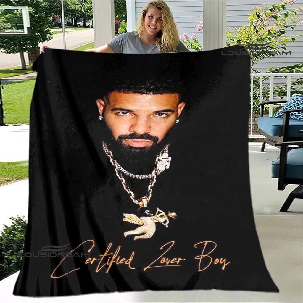 Rapper Drake Coperte Stampate 3D Calda Coperta in Flanella Morbida e Accogliente Coperte da Viaggio Fodere per Letto Regalo di Compleanno