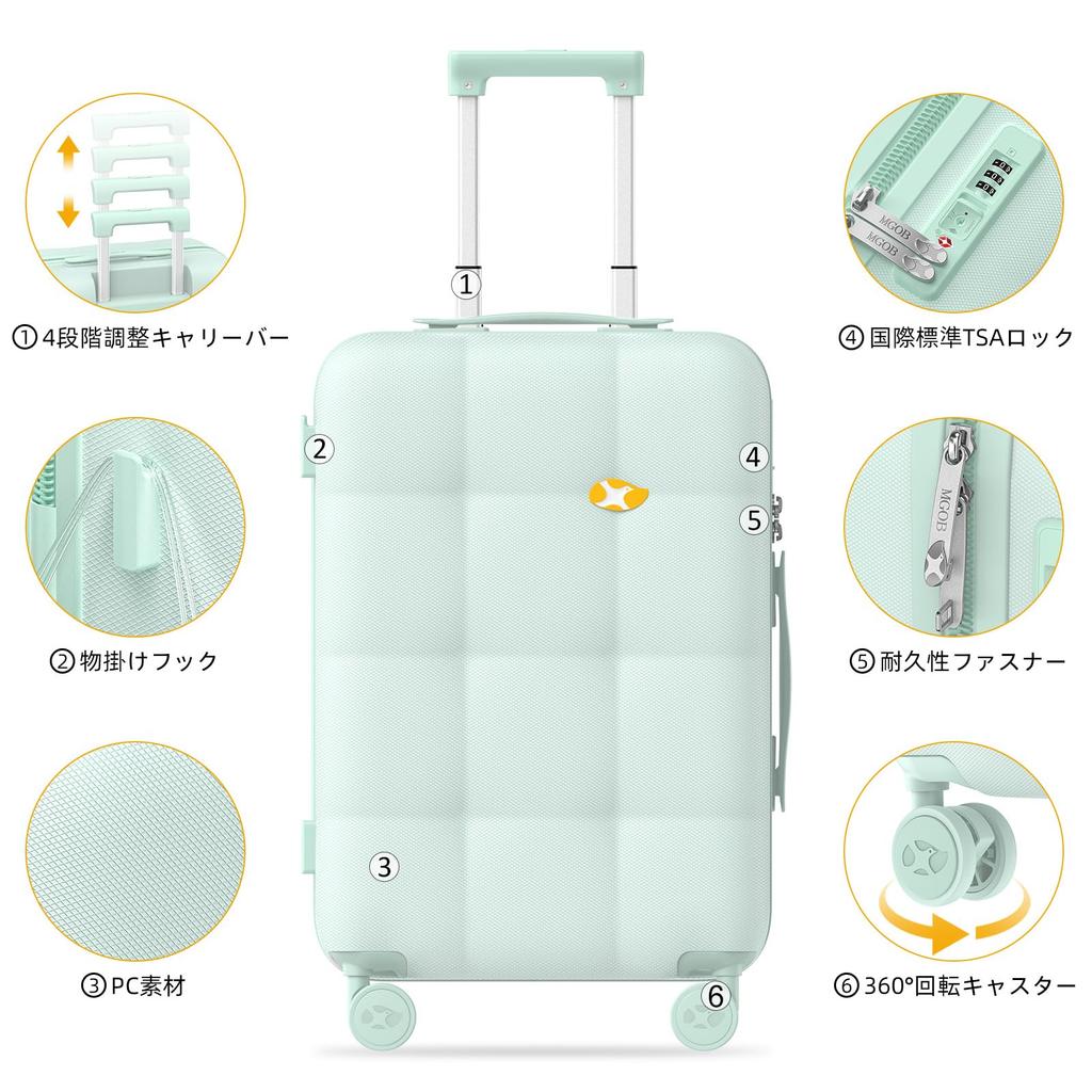 Carry Ultra Hook Double TSA Zipper Business Trip S Size for [MGOB] Case, Suitcase, Carry-on Bag, Cute, Lightweight, Function, Shockproof, Quiet,