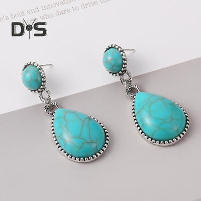 Bohemian Retro Türkis Tropfen Anhänger Ohrringe Frauen Geometrische Baumeln Ohrringe Nationalen Stil Anhänger Schmuck Geschenke