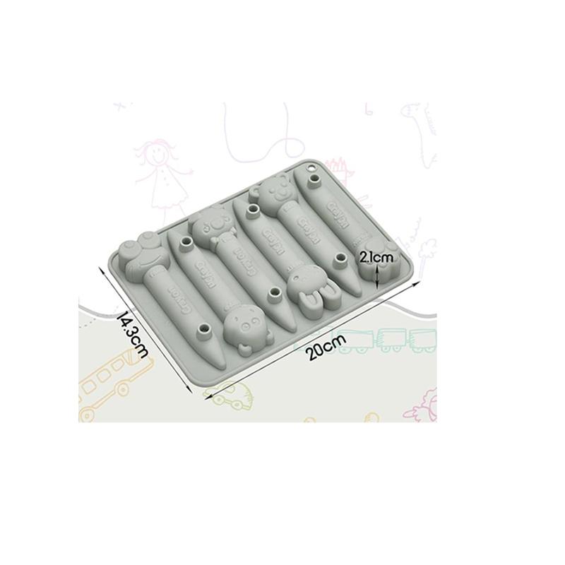 Assorted Crayon Silicone Mold 3D Cartoon Animal Shape Chocolate Pen Cookies Candy Baking Recycling Ice Cube Tray Oven Safe Tool