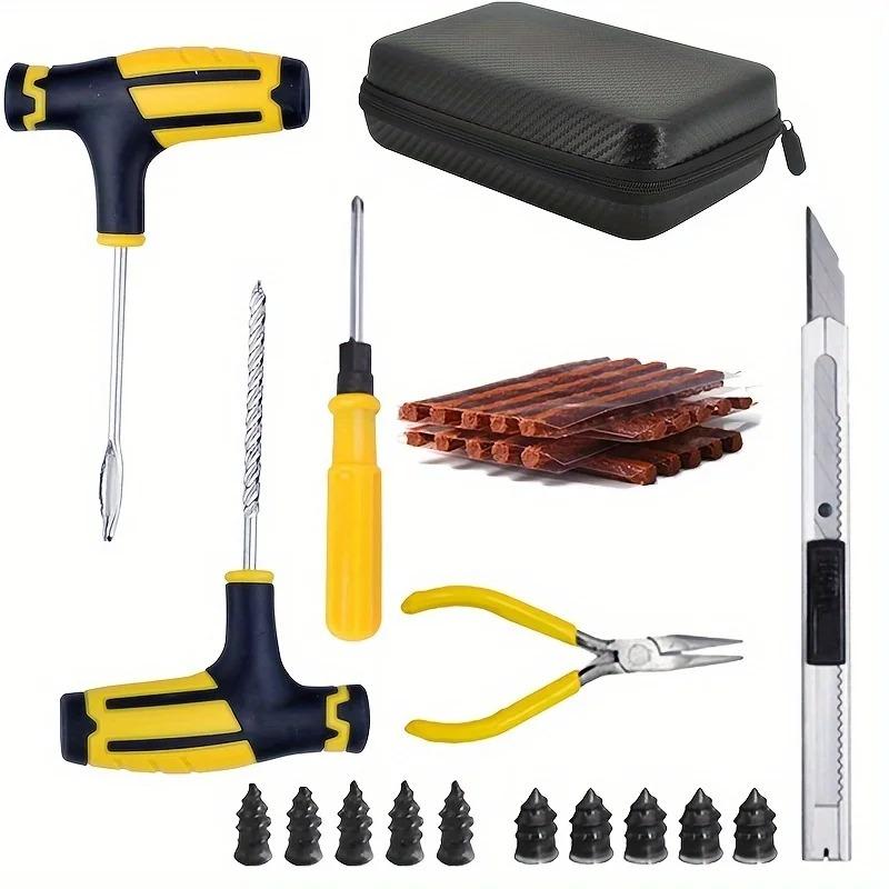 Pro Universal Motorcycle Car Tire Repair Kit Tubeless Tyre Puncture Plug Strips Stirring Tool Auto Accessories