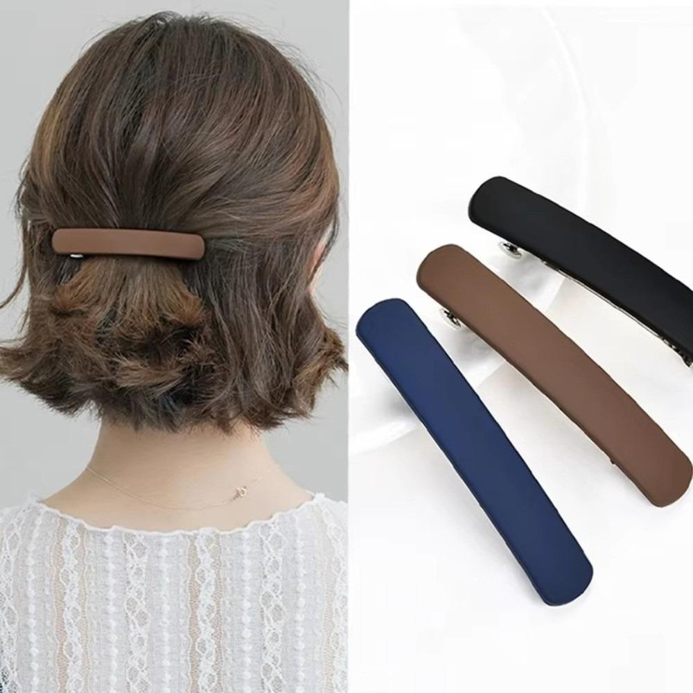 Vintage Solid Color Hair Clip Frosted Matte Spring Clip Rectangle Non-Slip Hair Grip for Women