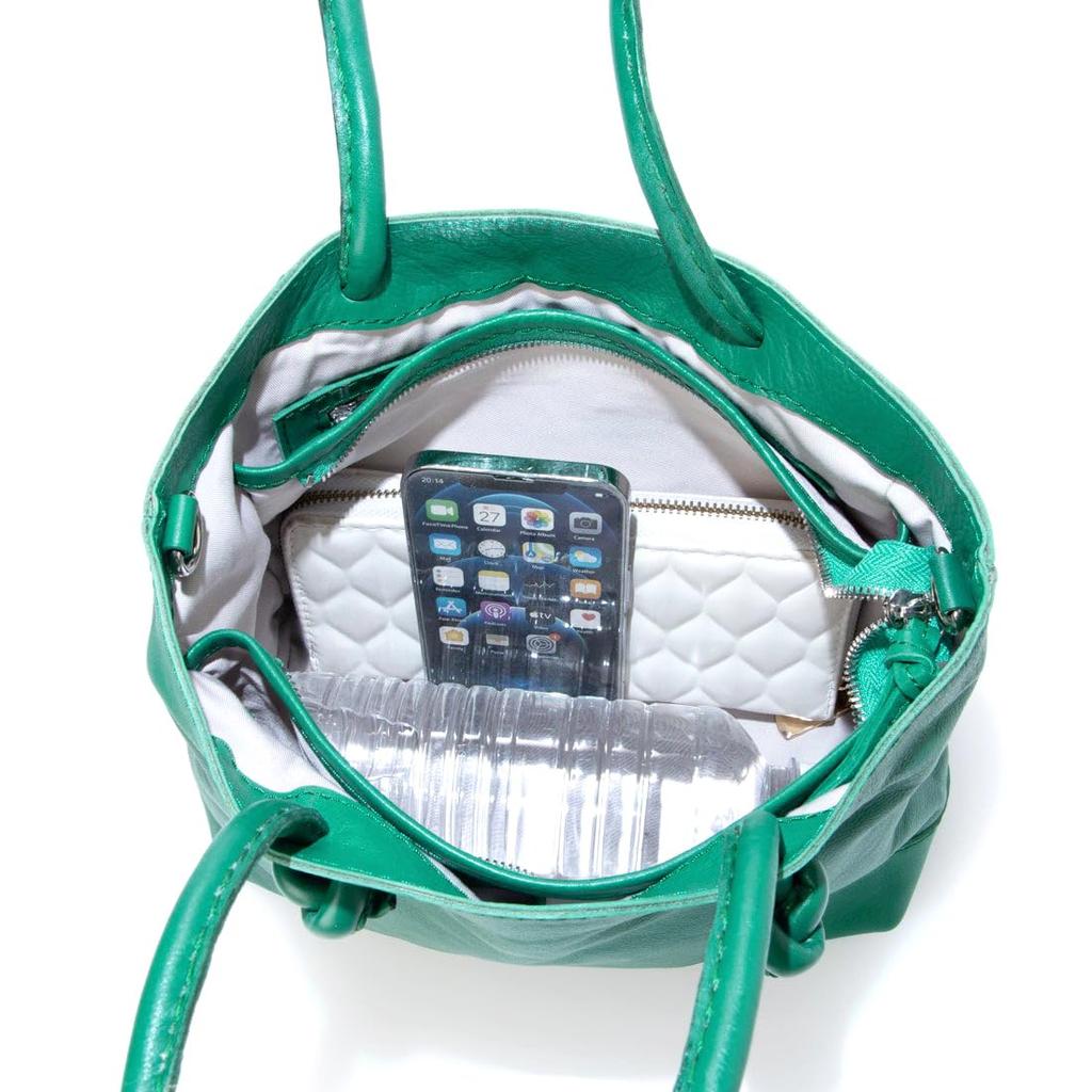 Soft leather tote bag 3-layer 2-way