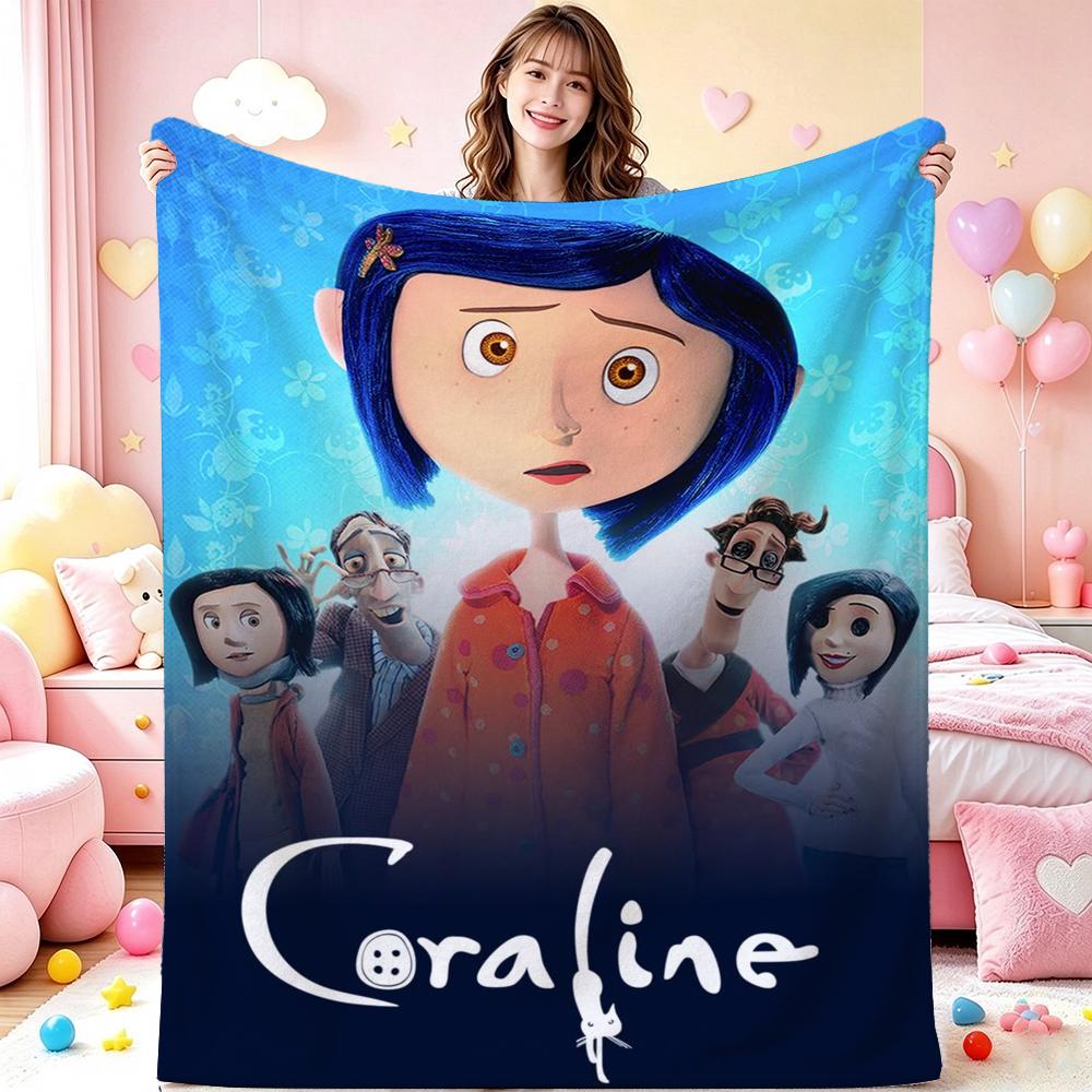 Mysterious Stop Motion Fantasy World Coraline Flannel Printed Blanket Thick Soft Fleece Blanket For Camping Travel Home Decor Holiday Gift