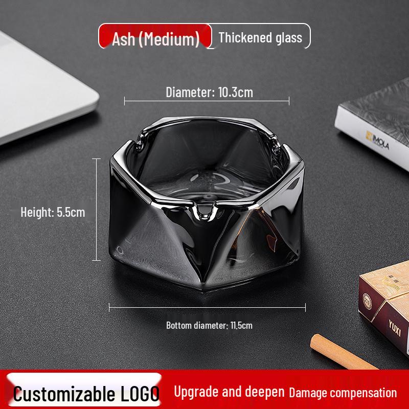 Crystal Glass Ashtray: Elegant, Fly-Repellent Design for Home or Office