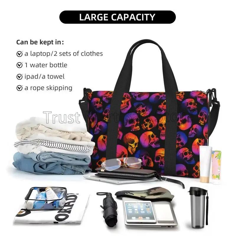 Scary Skull Travel Duffel Bags Lightweight Waterproof Weekender Overnight Bag Foldable Carry on Luggage Bags Sport Gym Yoga Bag