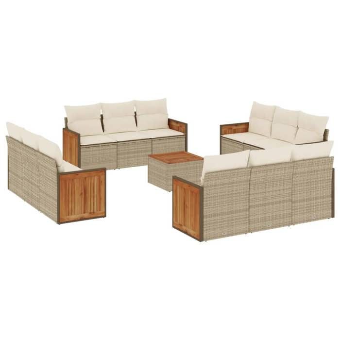 VidaXL Garden Lounge Set with Cushions 13 Pcs, Patio Sofas, Patio Furniture Set, Outdoor Furniture, Beige 3227521