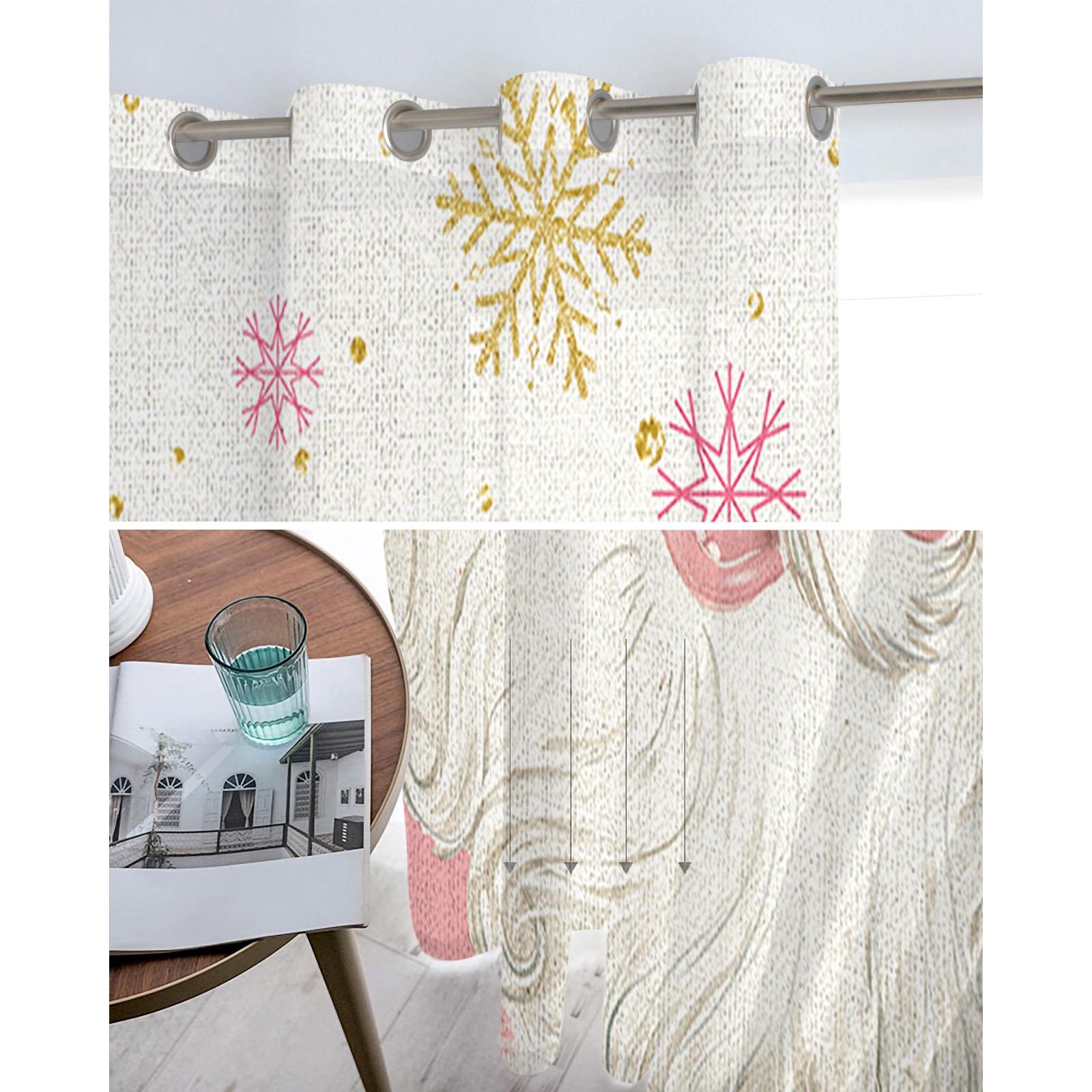 Рождественские розовые занавески со снежинками и конфетами — фото 6