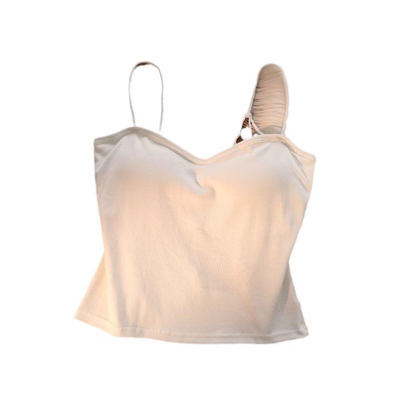 Women's White Strapless Camisole: Summer Innerwear with Built-in Bra Pads, Spiderweb Back Design for a Sweet and Spicy Look