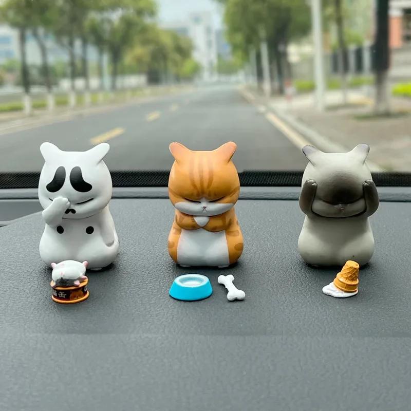 9Pcs Cute Mini Cat Doll Ornaments Figures Statue Model Desktop Toys Gifts for Room Office Kids Car Home Decoration Accessories