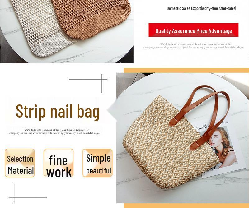 Women's Round Crochet Straw Tote with Leather Belt Accent for Casual Travel and Vacation