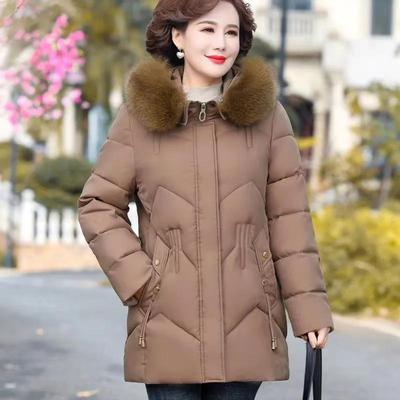 Women Winter Medium Long Thickened Warm Jacket Middle-aged Causal Plush Jacket Female Outwear