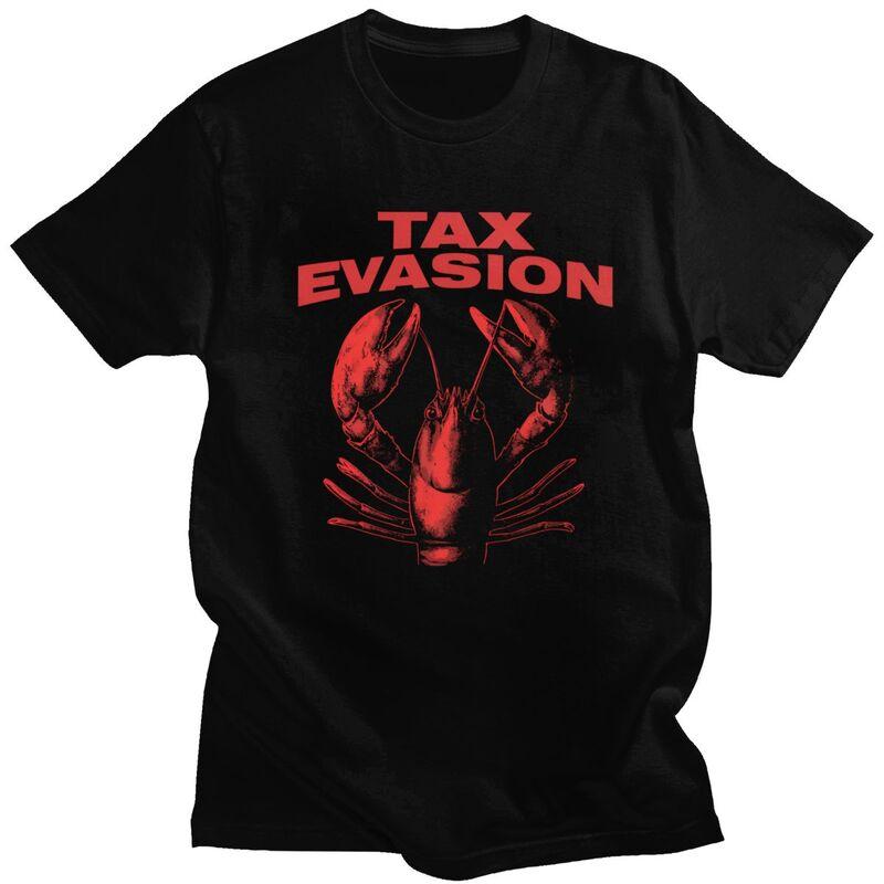 Men Funny Tax Evasion Lobster Meme Design T Shirts Summer Short Sleeve Pure Cotton Colthing Leisure Novelty Graphic Tee Tops