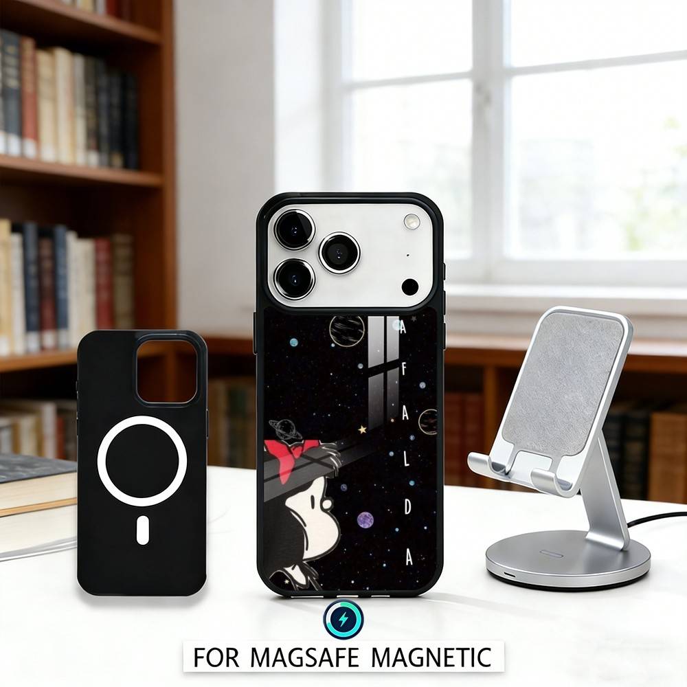 C-Cute Cartoon M-Mafalda Phone Case For iPhone 17,16,15,14,13,12,Pro,Max For Magsafe Magnetic Wireless Charging