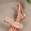 Women's 2026 New Clear Strap Rhinestone Block Heel Slides Sandals Fashion Minimalist Casual Summer Shoes