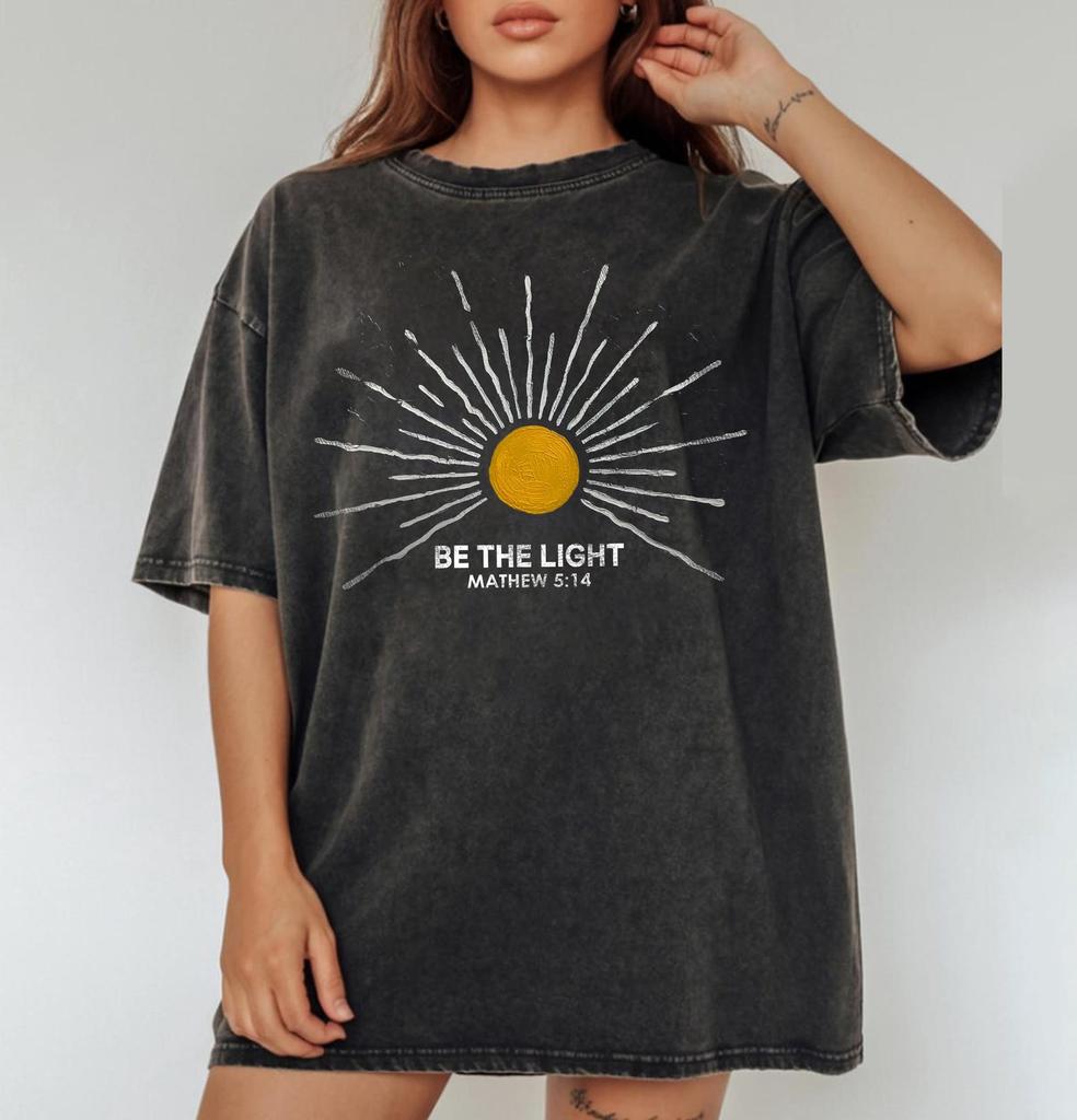 Be The Light Shirt, Minimalist Christian T-Shirt, Matthew 5:14 Bible Verse, Faith Shirt, Inspirational Gift for Her