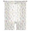 Cortinas Transparentes com Flores e Folhas em Aquarela Para Sala de Estar Quarto Cortina de Tule Para Cozinha Painéis de Cortina Voile