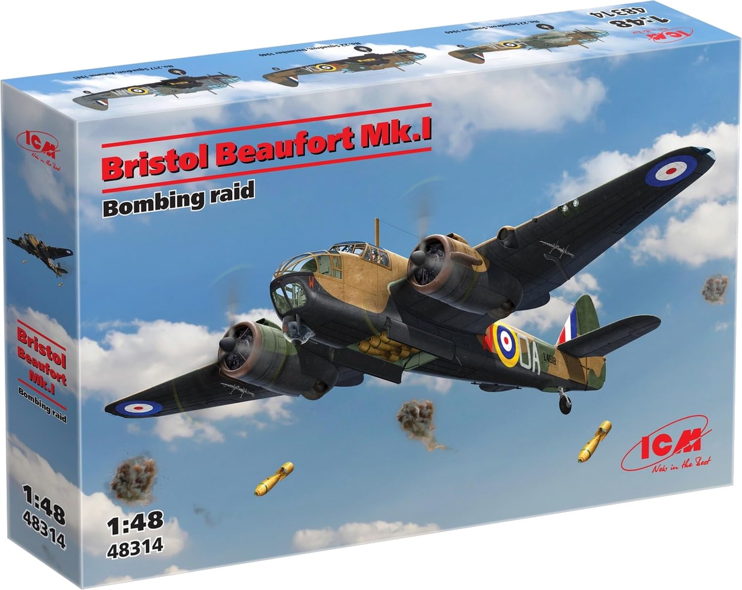 

ICM Британский бомбардировщик Bristol Beaufort с бомбами Пластиковая модель 48314 1/48 Mk.I (Самолет)
