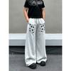 American reverse wear design star print drawstring scimitar sweatpants men and women jazz dance wide-leg pants couple casual pants