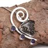 Turtella Jasper Amethyst Gemstone Mother's Day Silver Jewelry Pendant  2"