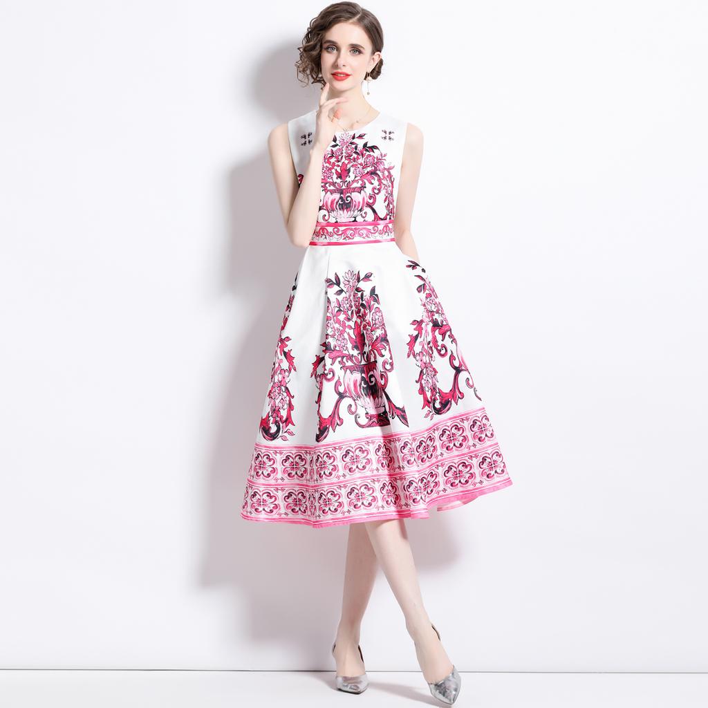 open lace back dress Cotton Poplin Color Block Maxi Dress Red/White/Blue