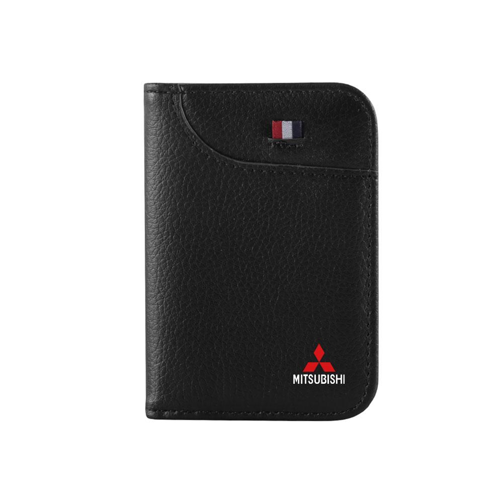 Car Emblem Soft Wallet Leather Mini Credit Card Purse Portable Wallet For Mitsubishi Ralliart Lancer Outlander Competition Colt