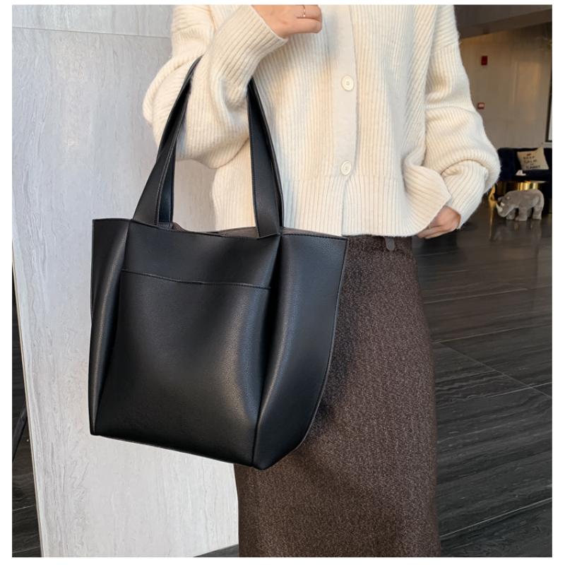 

Роскошные сумки-тоуты большой вместимости, высококачественные сумки через плечо для поездок на работу, простые женские сумки из искусственной кожи, ручные сумки-ведра