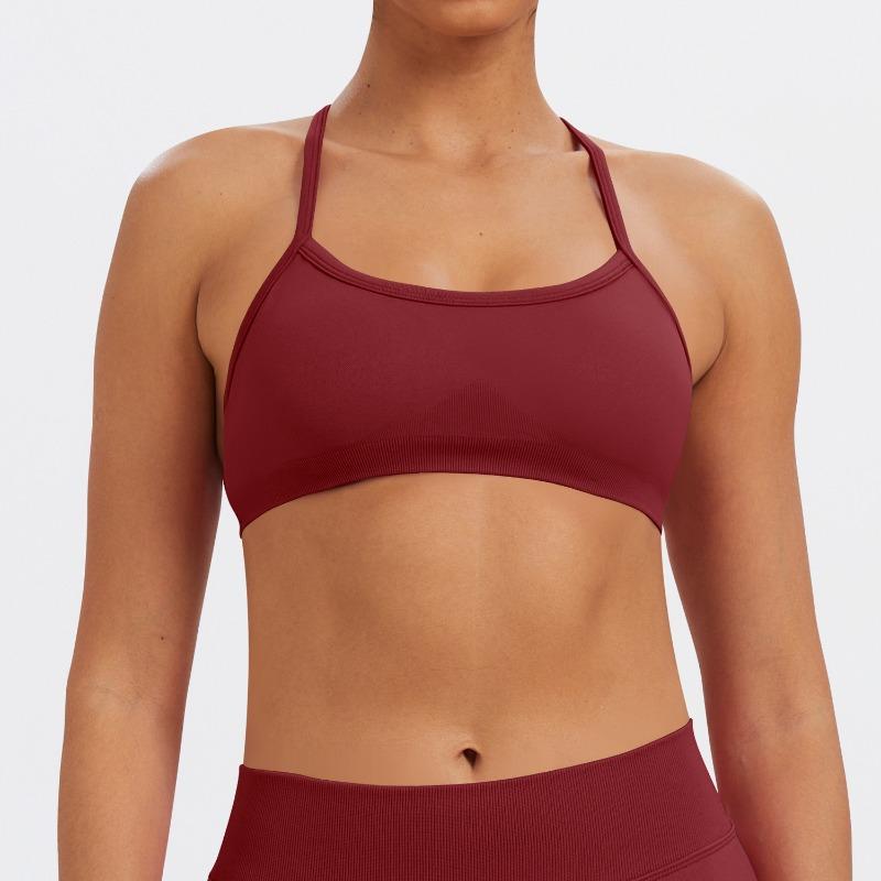Women Seamless High Stretch Yoga Sports Bra, Lycra Spandex Convertible Removable Straps Fitness Tank Top