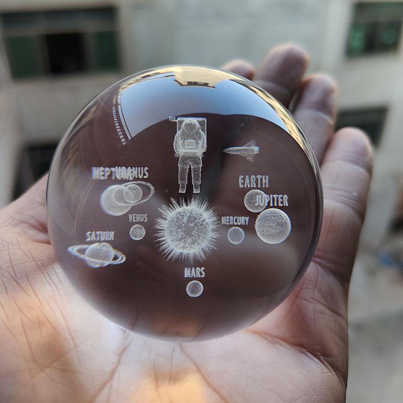 "40 Crystal Ball Ornaments: Rainy Day Clouds, Sun, Galaxy Design - Laser Engraved Cube for Home Decor and Gifts"
