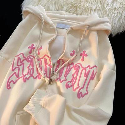 Hooded Sweatshirt Women's Padded Warm Sports Top Long Sleeve Letter Casual Cozy Top