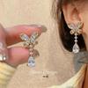 Zircon Bow Water Drop Pendant Earrings - Elegant, Personalized Design with a Luxurious Feel.