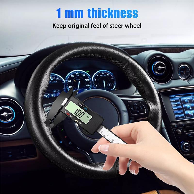 Diy Steering Wheel Cover Soft Carbon + Fiber Leather Braid On The Steering-Wheel Of Car With Needle And Thread