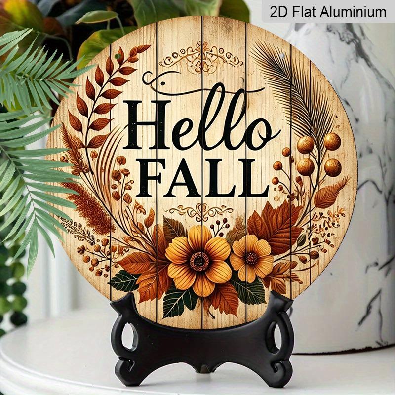 2D Flat Aluminum Decorative Plaques and Ornaments, Featuring A Retro Autumn Floral, Maple Leaf, and Wheat Ear Pattern for Wall Decoration. Suitable