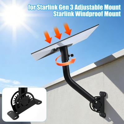 Elbow Bracket Adjustable Starlink Wall Mount for 3rd Generation with Telescoping Support Arm Rustproof Windproof Rainproof Antenna Bracket