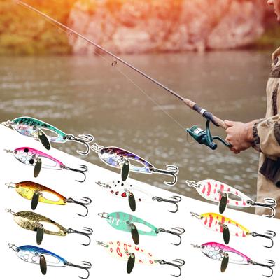 4CM/5G Spinner Blade Lure with Hook Double-sided Reflective Hard Metal Spoon Spinnerbait Rotating Sequin Lure Saltwater Freshwater Walleye Bass