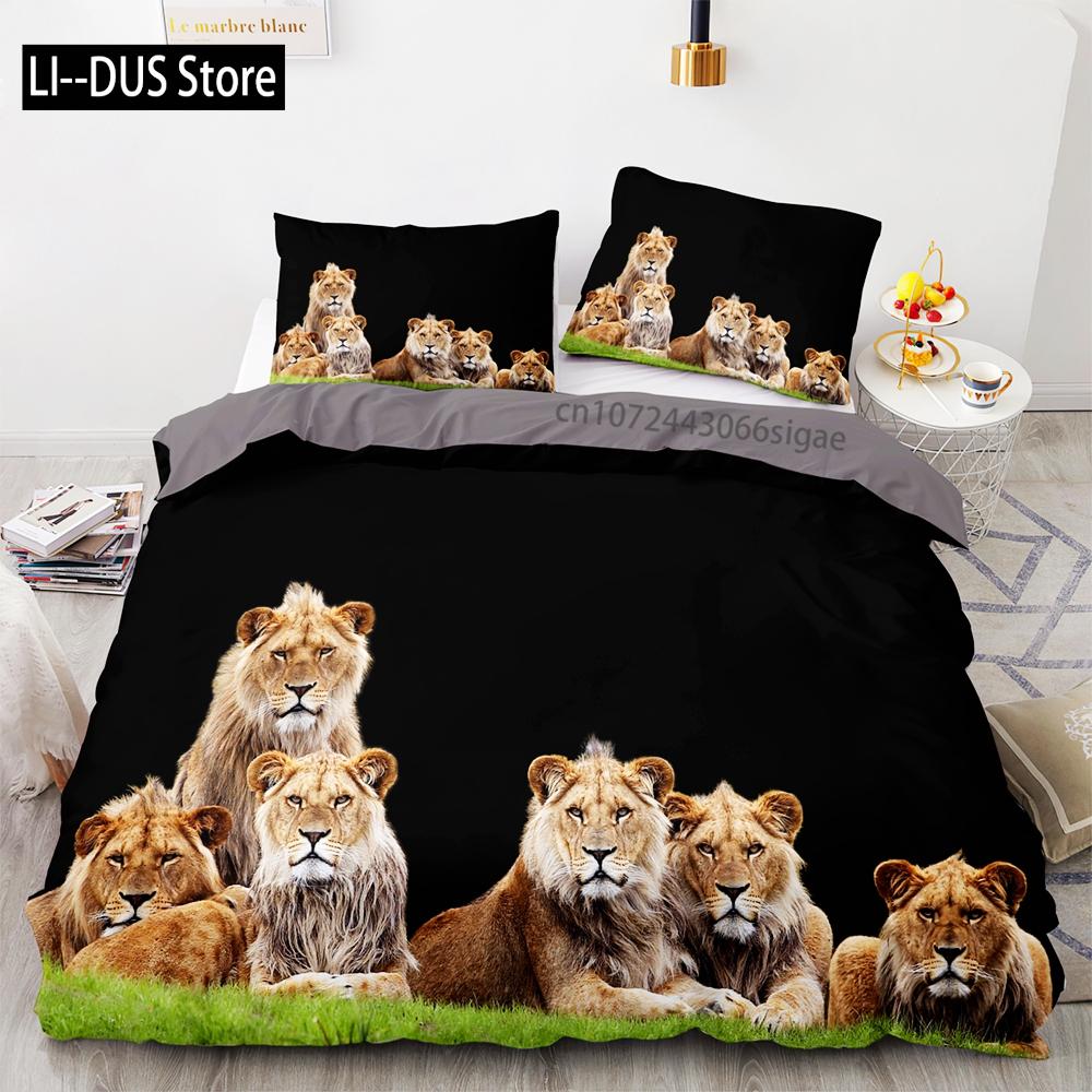 Beast lion Bedding Set Single Twin Full Queen King Size Animal Bed Set Aldult Kid Bedroom Duvetcover Sets 3D Print 036