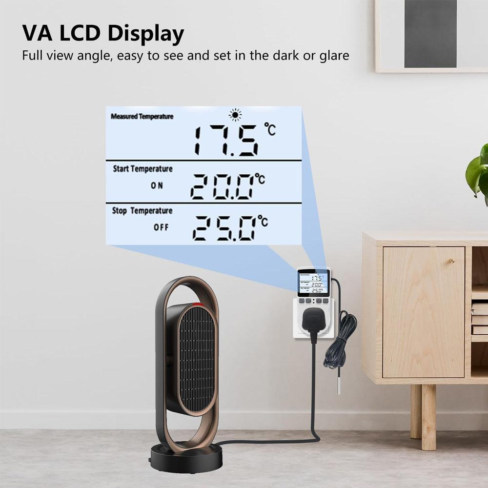 Digital Thermostat Socket EU/US/UK Plug Temperature Controller Timer Switch Cooling Heating Control 5 Mode Timing Socket